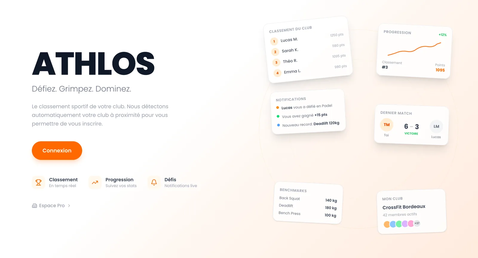 Aperçu de l'application Athlos