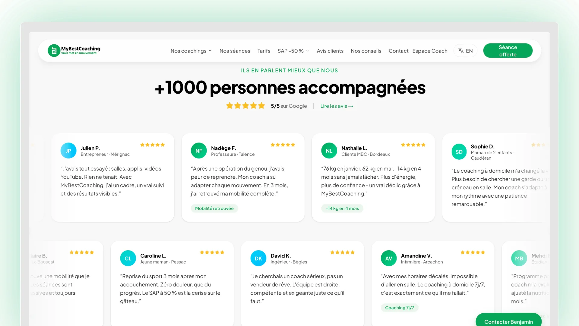 Aperçu du site MyBestCoaching réalisé par Odyssée